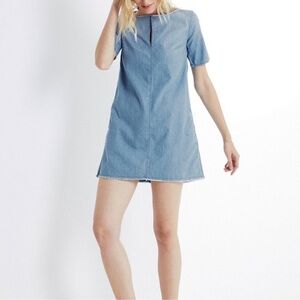 AG Adriano Goldschmied Alton Light Wash Chambray Frayed Hem‎ Mini Dress Large